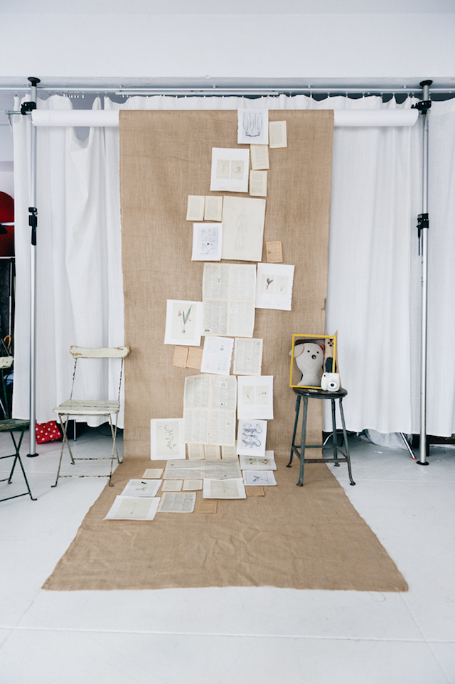 Book and burlap backdrop