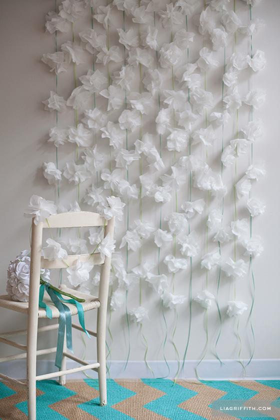 Cocktail napkin flower party backdrop