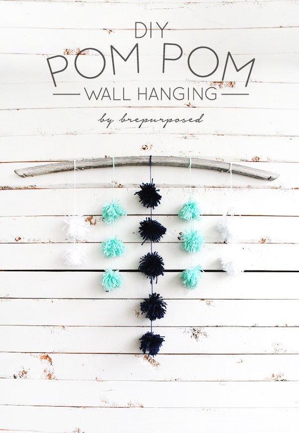 DIY pom pom wall hanging