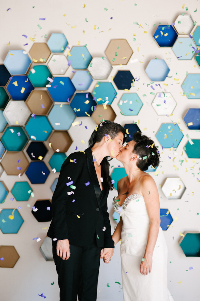 Geometric hexagon boxes wedding backdrop