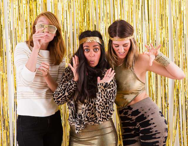 DIY gold foil fringe backdrop