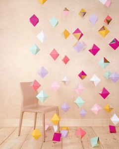 Hanging diamond garland backdrop