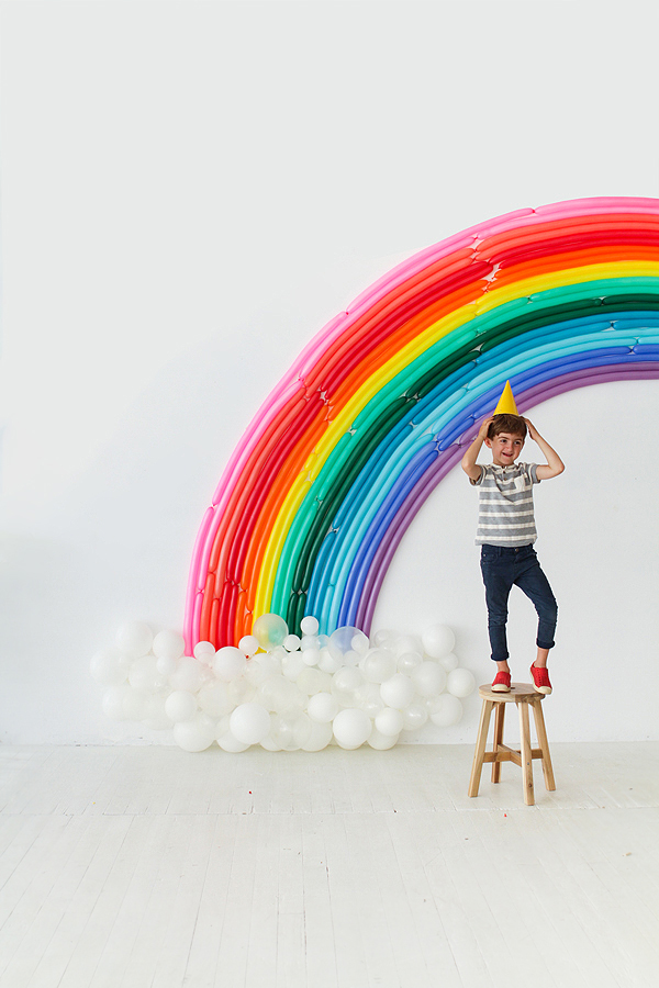 Rainbow balloon party backdrop